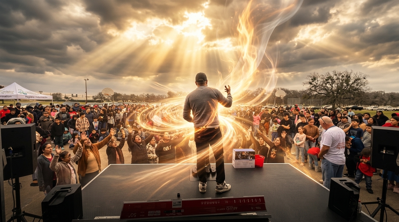 Troy Brave preaching to crowd